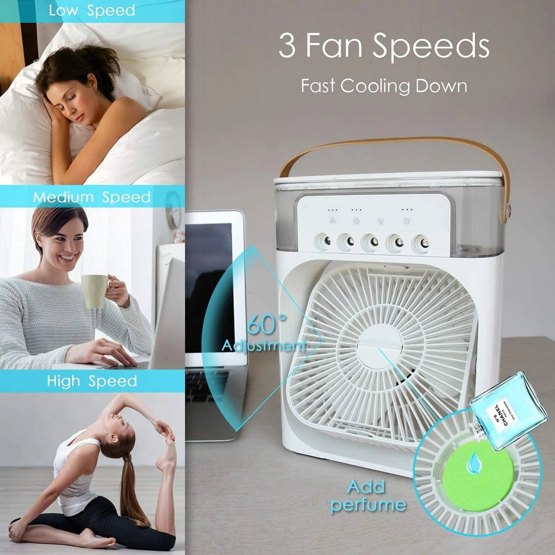 5 in 1 Personal Mini Cooling Fan with Water Mist Spray
